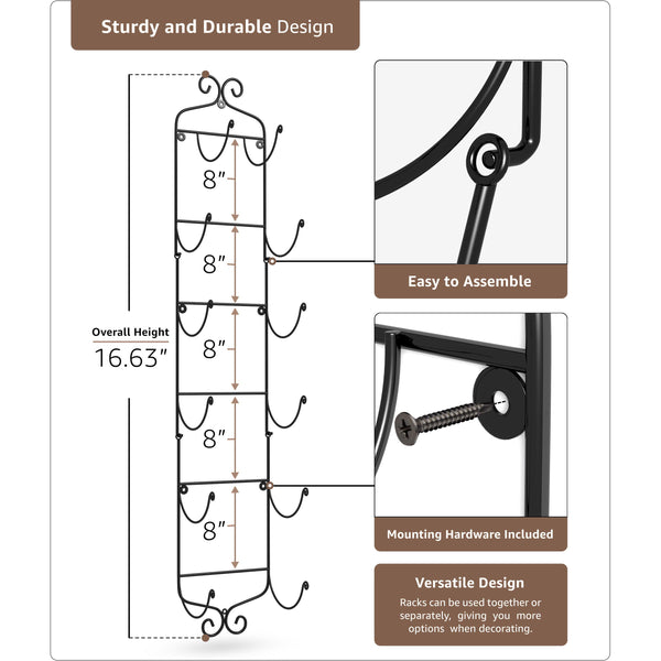 Sorbus 6 Bottle Wall Mounted Wine Rack