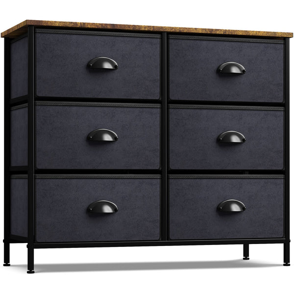 sorbus 6 Drawer Dresser (Wood Top)
