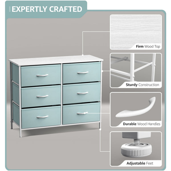 Sorbus 6 Drawer Fabric Dresser