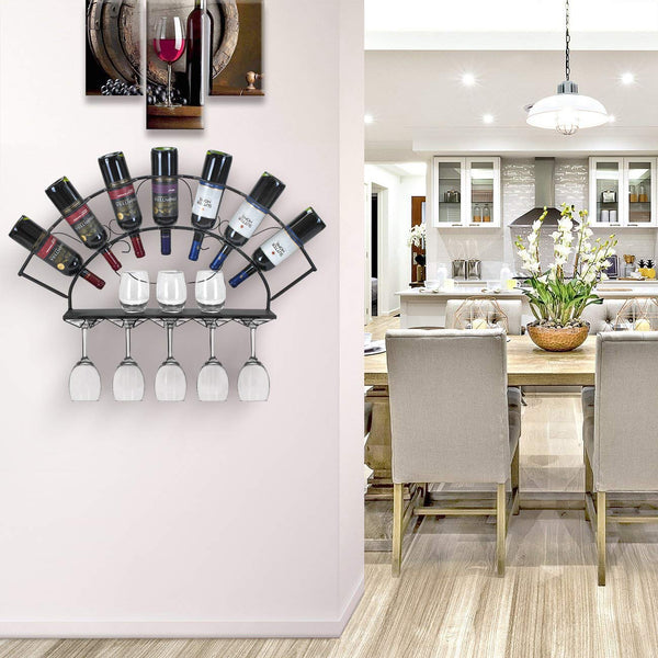 Sorbus 7 Bottle 5 Glass Wine Rack