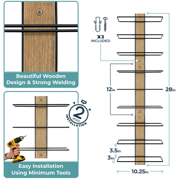 Sorbus 9 Bottle Wine Rack Wood Holder (Set Of 3)