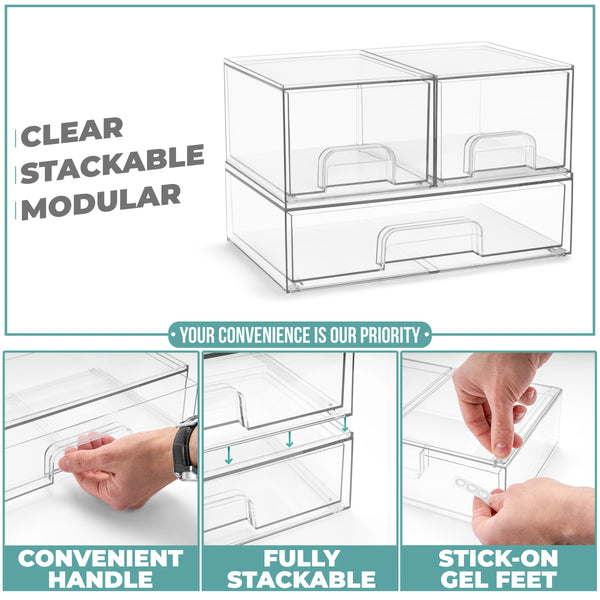 Sorbus Acrylic Organizer Storage Drawers (3 Drawer)