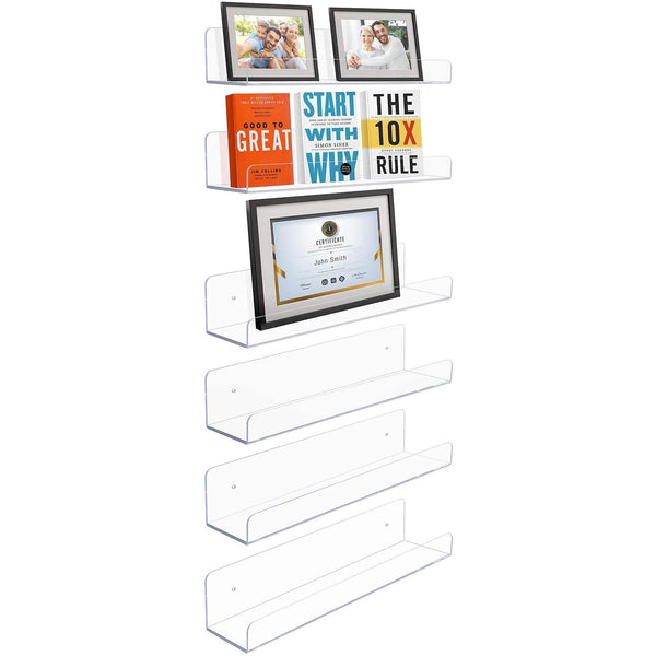 Sorbus Acrylic Wall Display Shelf (6 Pc)