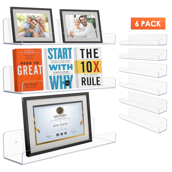 sorbus Acrylic Wall Display Shelf (6 Pc)