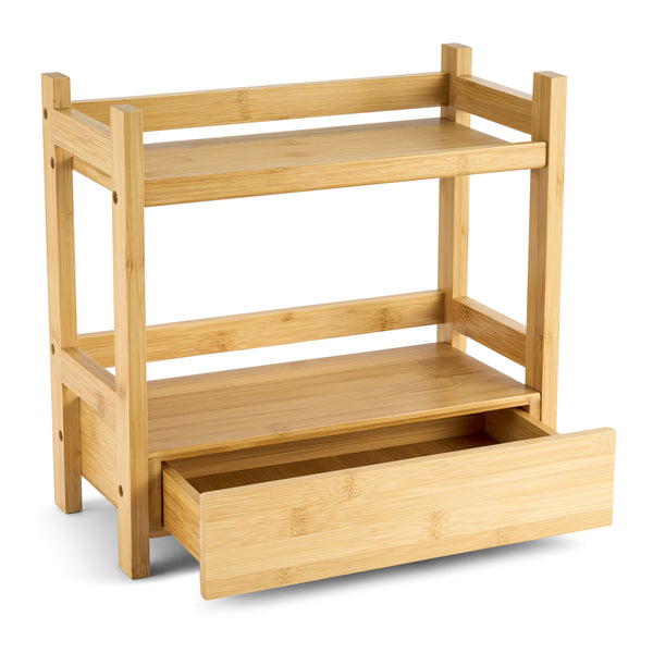 Sorbus Bamboo Countertop Shelf With Drawer (2 Tier)