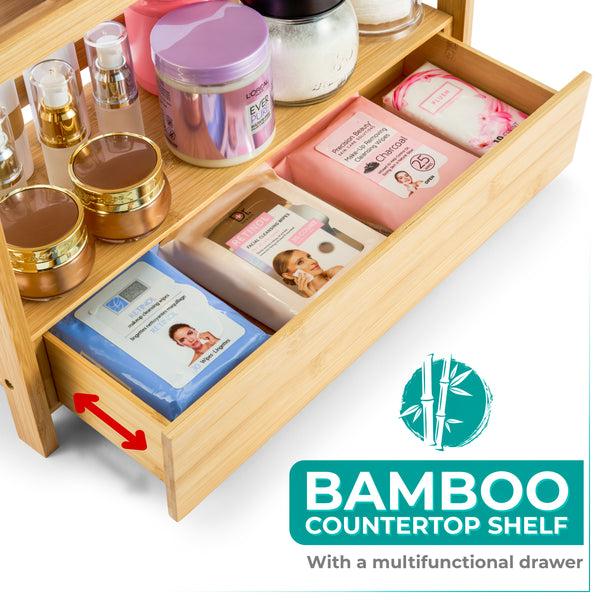 Sorbus Bamboo Countertop Shelf With Drawer (2 Tier)