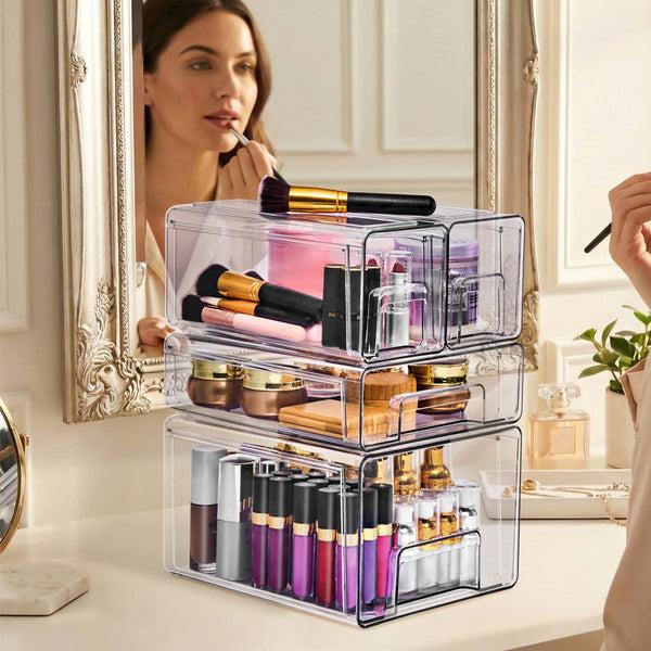 Sorbus Clear Storage Drawers Case With Handles