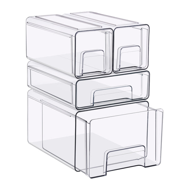 sorbus Clear Storage Drawers Case with Handles
