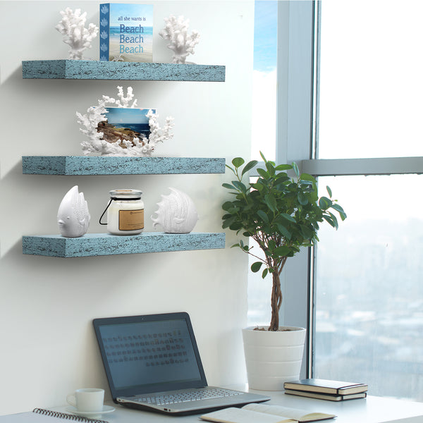 Sorbus Coastal Rectangle Floating Shelves (3 Pack)