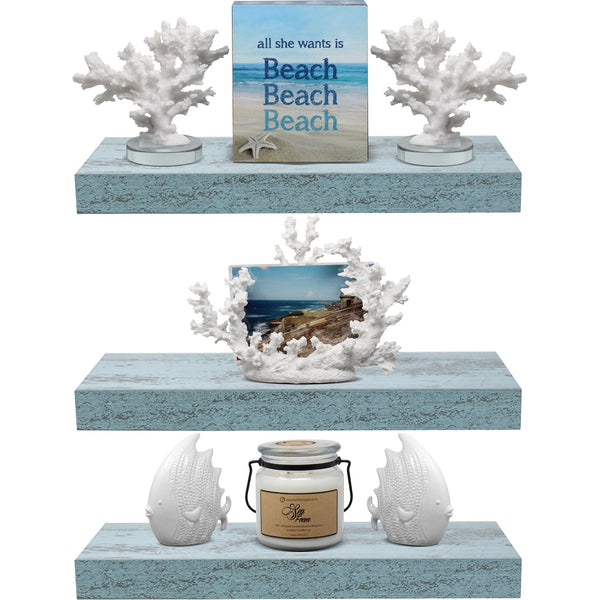 sorbus Coastal Rectangle Floating Shelves (3 Pack)
