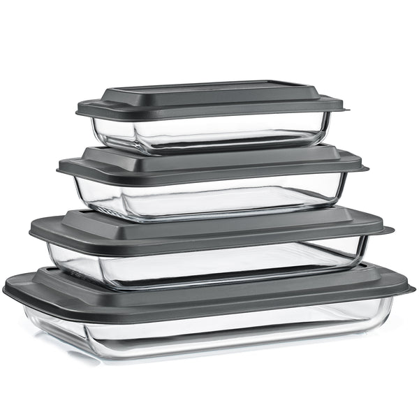Sorbus Deep Glass Baking Dish Set With Lids (8 Pcs)