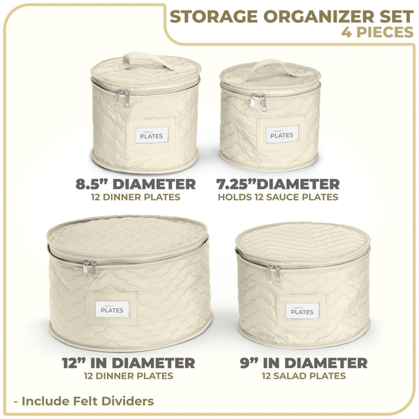 Sorbus Dinnerware Quilted Storage Set (4 Pc)