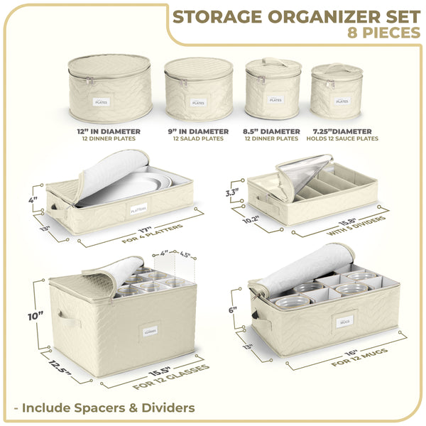 Sorbus Dinnerware Quilted Storage Set (8 Pc)