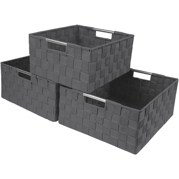 Sorbus Double Woven Basket Bin Set (3 Pack)