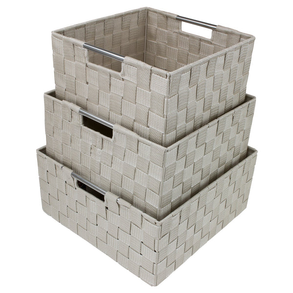 sorbus Double Woven Basket Bin Set (3 Pack)