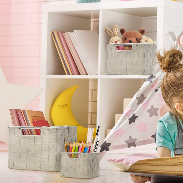 Sorbus Double Woven Basket Bin Set (3 Pc)