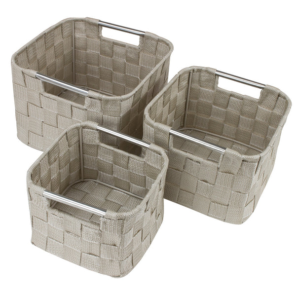 Sorbus Double Woven Basket Bin Set (3 Pc)
