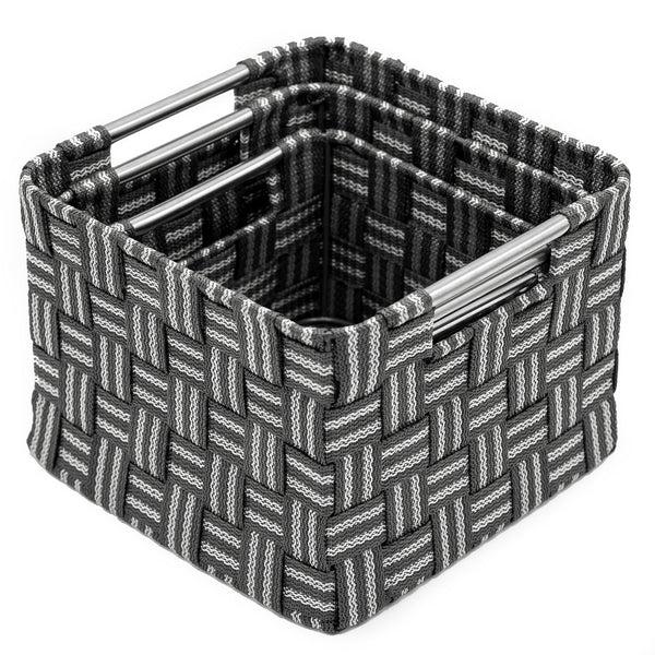 Sorbus Double Woven Basket Bin Set (3 Pc)