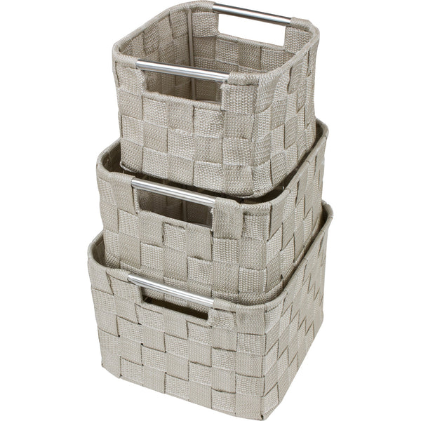 sorbus Double Woven Basket Bin Set (3 Pc)
