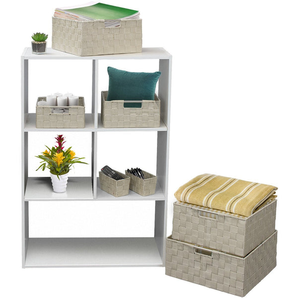 Sorbus Double Woven Basket Bin Set (7 Pc)