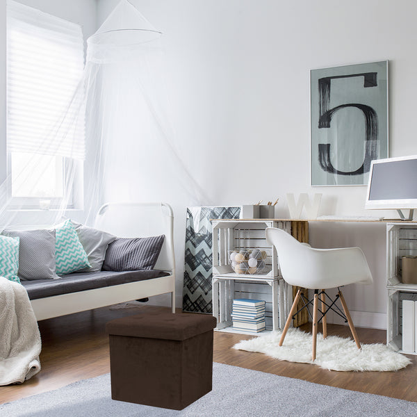 Sorbus Faux Suede Storage Ottoman Cube