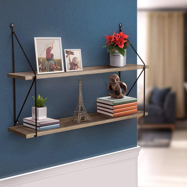 Sorbus Floating Shelf With Metal Brackets (2 Tier)