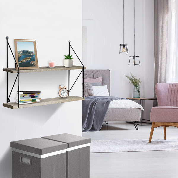 Sorbus Floating Shelf With Metal Brackets (2 Tier)