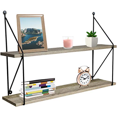 sorbus Floating Shelf with Metal Brackets (2 Tier)