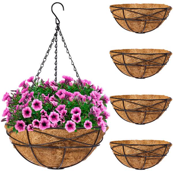 sorbus Hanging Planter Baskets w/Coco Liner (4 Pack)