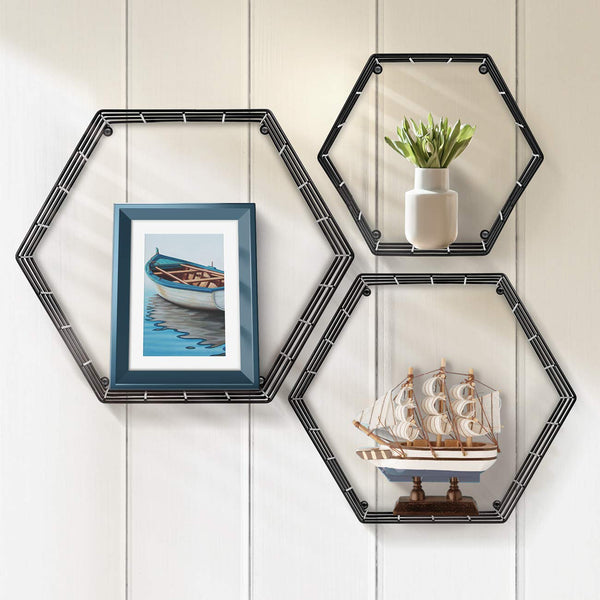 Sorbus Hexagon Floating Shelves (Set Of 3)