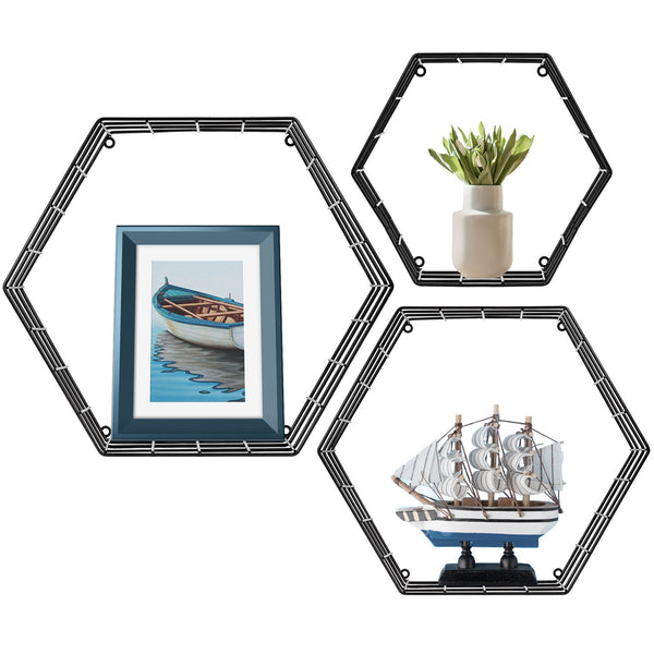 sorbus Hexagon Floating Shelves (Set of 3)
