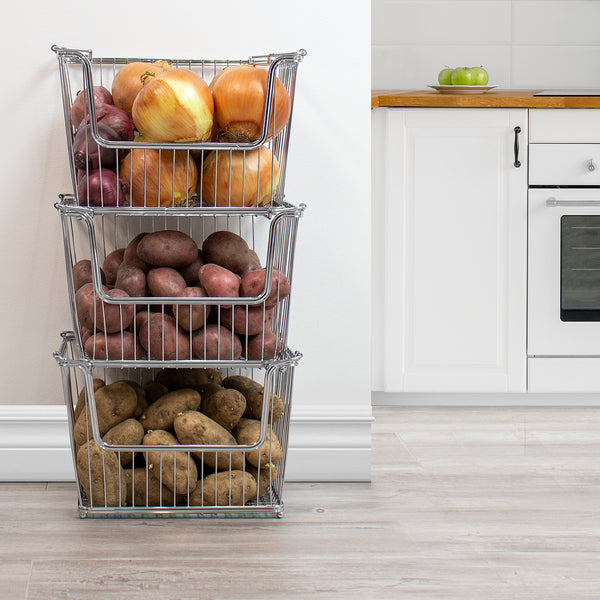 Sorbus Iron Storage Basket With Handle (Set Of 2)