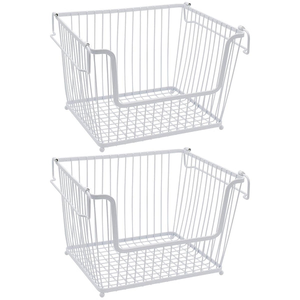 Sorbus Iron Storage Basket With Handle (Set Of 2)