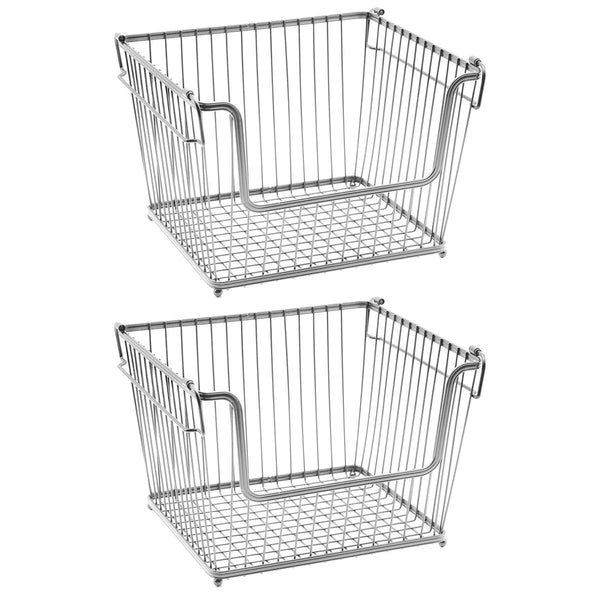 sorbus Iron storage basket with handle (Set of 2)
