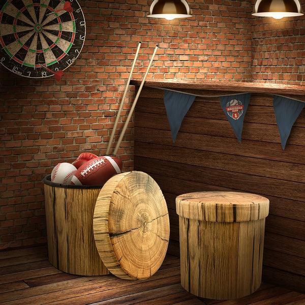 Sorbus Log Print Storage Ottoman