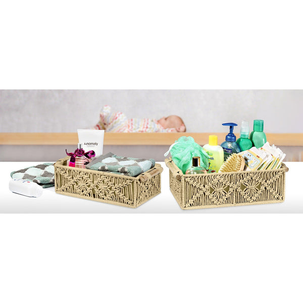 Sorbus Macrame Boho Decor Baskets (Set Of 2)