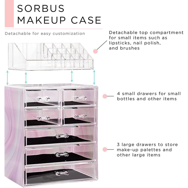 Sorbus Makeup Organizer Set (7 Drawer Tie-Dye)