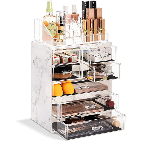 Sorbus Makeup Organizer Set (7 Drawers Marble)