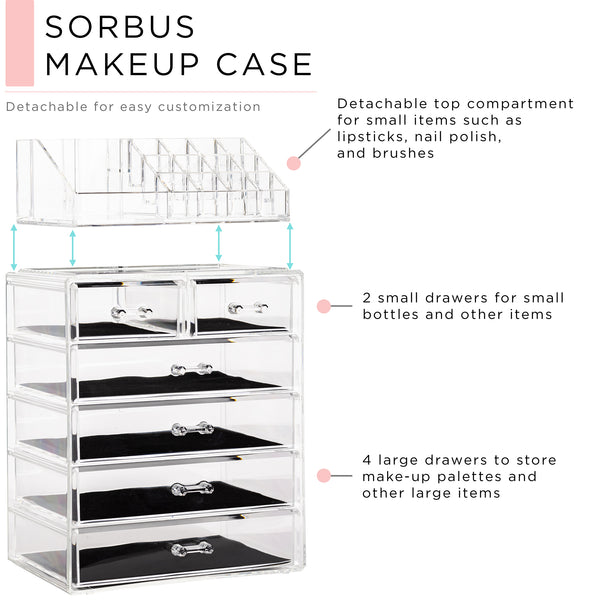 Sorbus Makeup Organizer Set Tray (6 Drawer)