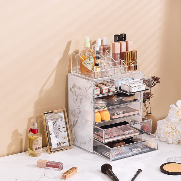 Sorbus Marble Makeup Organizer Set (6 Drawer)