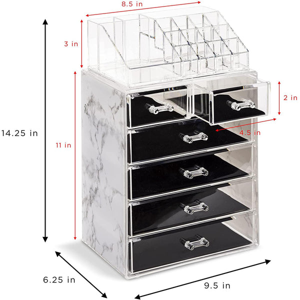 Sorbus Marble Makeup Organizer Set (6 Drawer)
