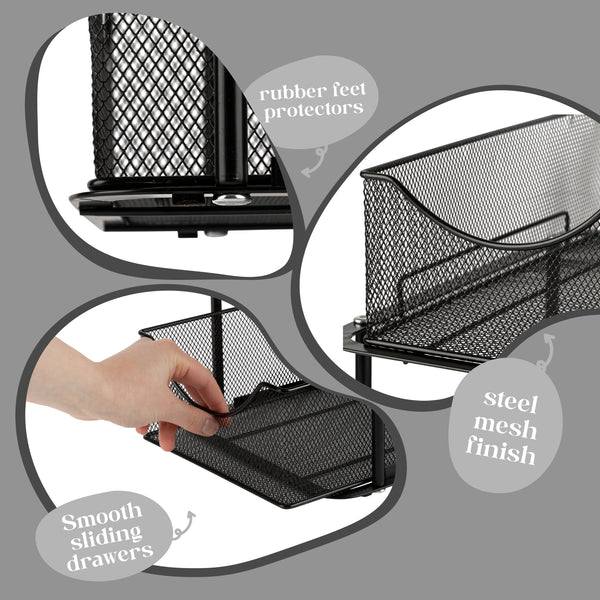 Sorbus Mesh Sliding Drawers Baskets (2 Tier)