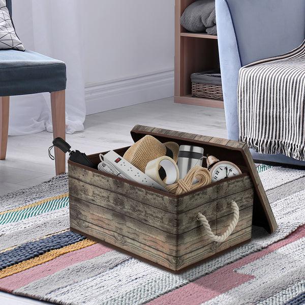 Sorbus Pattern Storage Box (2 Pack Rustic Wood)