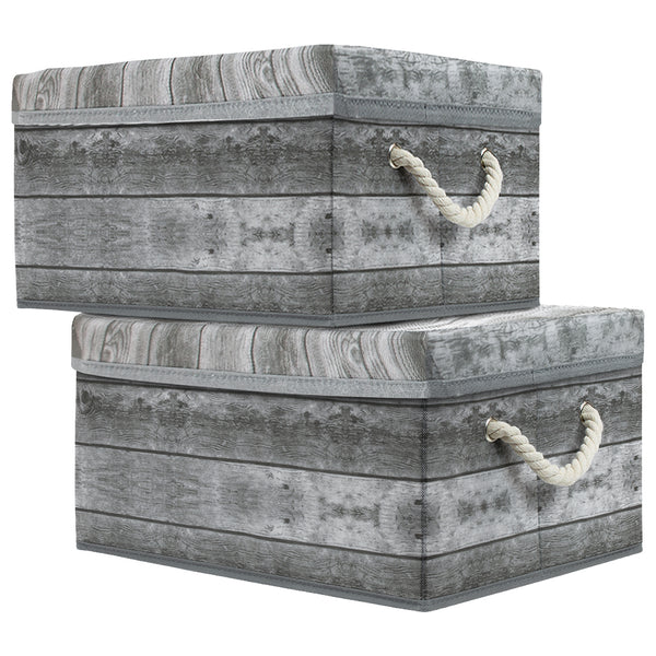 Sorbus Pattern Storage Box (2 Pack Rustic Wood)