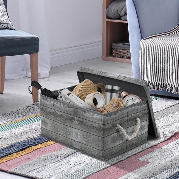 Sorbus Pattern Storage Box (2 Pack Rustic Wood)