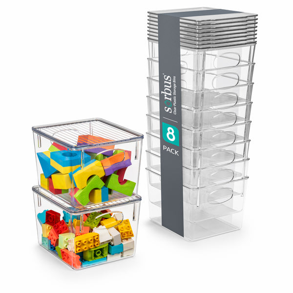 sorbus Plastic Bins with Lid Set (Medium)