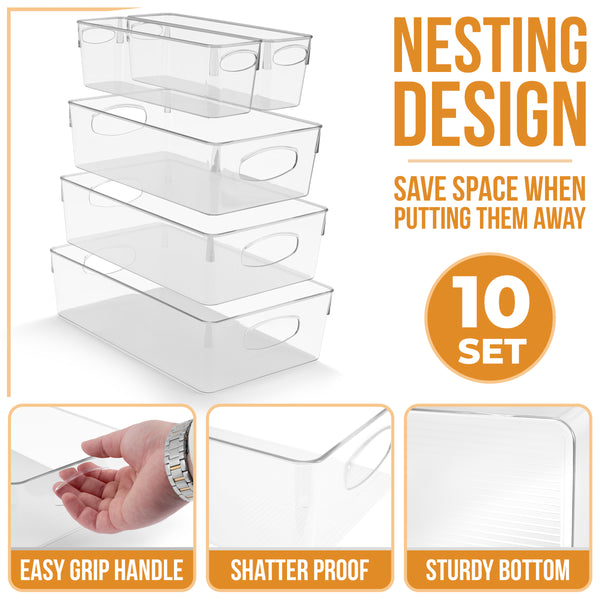 Sorbus Plastic Clear Bins (10 Pack)