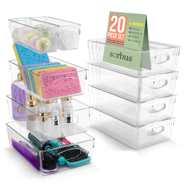 Sorbus Plastic Clear Bins (20 Pack)