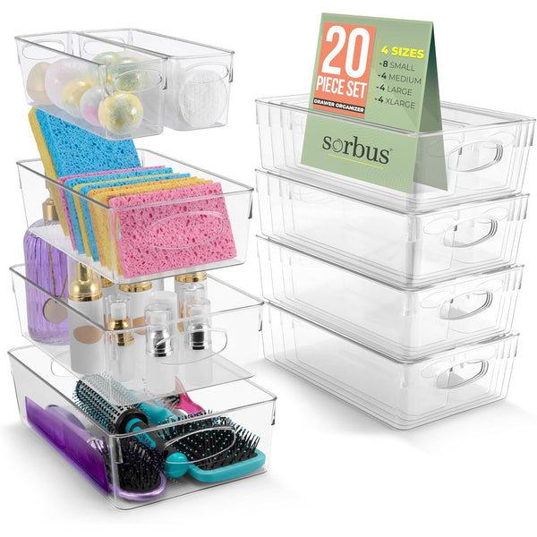 sorbus Plastic Clear Bins (20 pack)