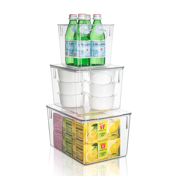 Sorbus Plastic Container Bin With Lids (Variety Set)